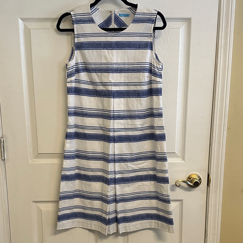 J.McLaughlin Blue and White Striped Sleeveless Dress